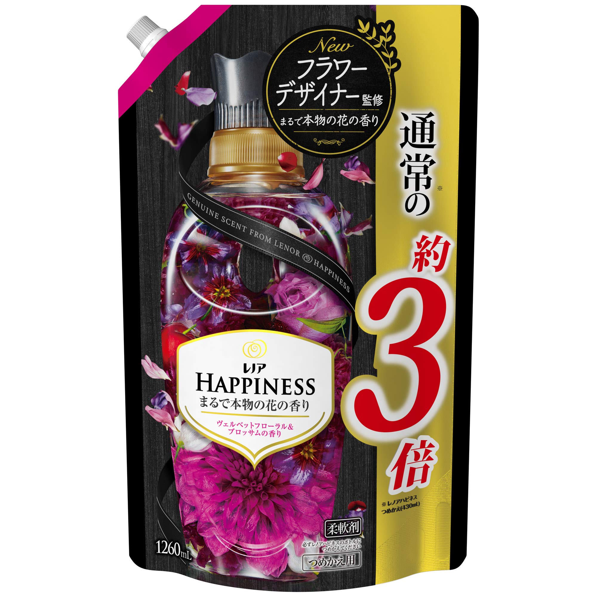 

Lenor Happiness Fabric Softener Velvet Floral Blossom Refill 3x & (approx. capacity, 1260ml)
