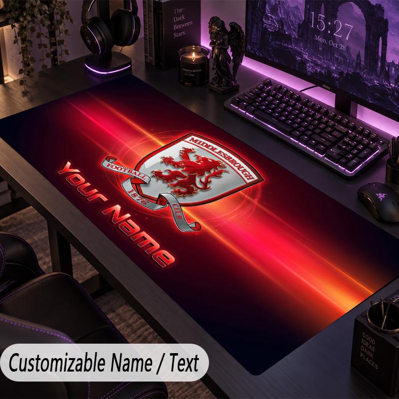 Large Mouse PadMiddlesbrough FC Custom Name Text Personalized Desk Mat Non Slip Gaming Pad