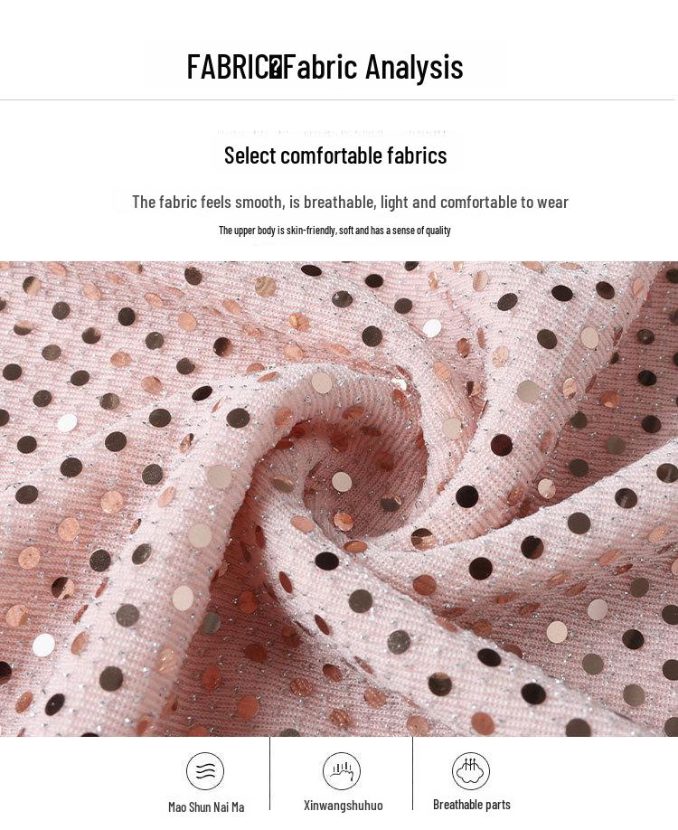 2024 Spring Sequined Slim Long-Sleeve Korean Style Top - Elegant and Versatile