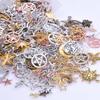 Vintage Sun Filigree Moon Star Charm Mix 10/20/30/50pcs Random Metal Galaxy Pendant Charms For Jewelry Making Supplies Materials