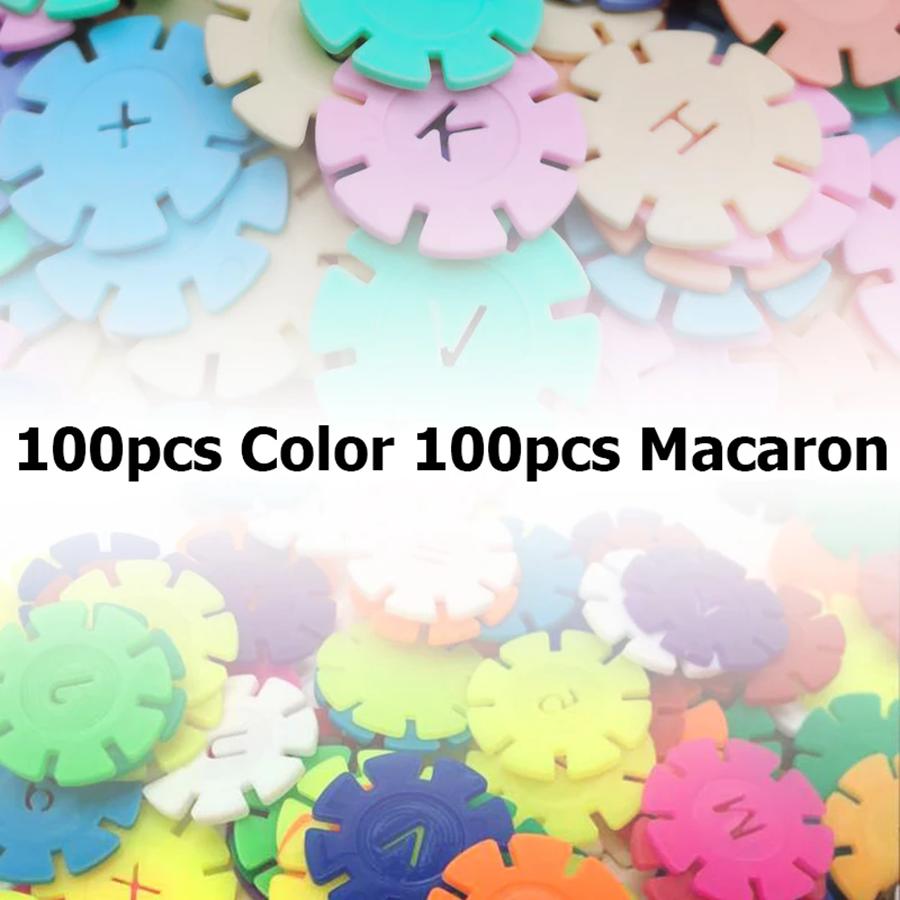 60/100/200pcs Snowflake Buliding Blocks 2 Colors Available Children Puzzle Plastic Early Education Toys Gift for Kids