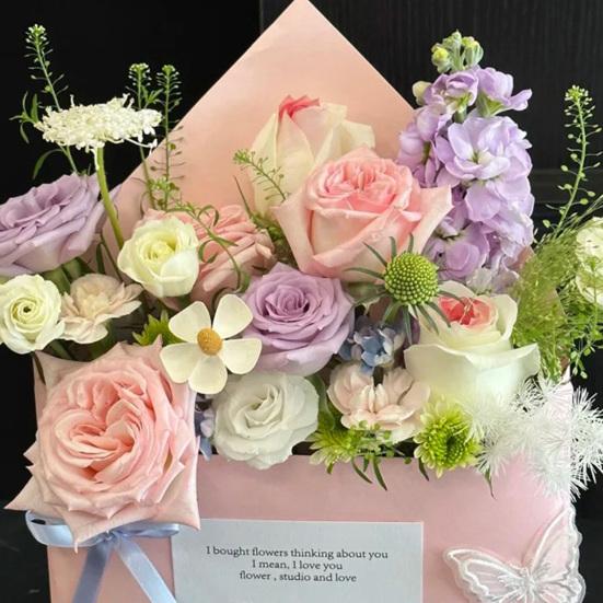 Floristen Strauß Umschlagbox Blume Floraler Straußhalter Blumenverpackungspapier Geschenkbox Präsentverpackungsbeutel für Muttertag Valentinstag Hochzeit