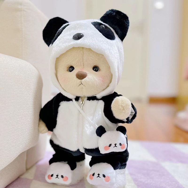 Medium Bear Outfit - Blue Pink Striped Carrot Overalls Set