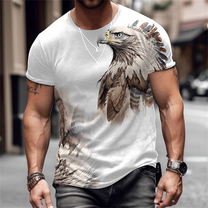 Men's T-Shirt Lion Pattern Man T Shirt Summer Short Sleeve Top Round Neck Y2k Clothes T-Shirts for Men Breathable Men Clothing