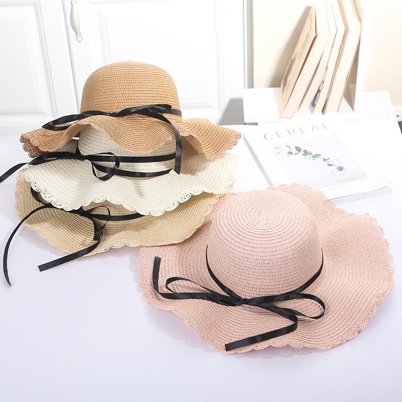 Spring And Summer Women's Hat Sunscreen Beach Fisherman's Straw Hat, Large Brim, Bamboo Hat, Bowtie, Fashion Outdoor H31