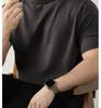 Italian Light Luxury Men's Wool High-Neck Short-Sleeve Knit T-Shirt for Commuting and Casual Autumn/Winter Wear