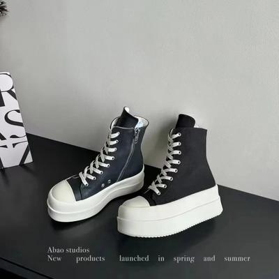 Botines de Plataforma de PU para Mujer Zapatos de Lona con Cordones de Caña Alta para Primavera Otoño Tendencia Diseño que Aumenta la Altura Botines Zapatillas