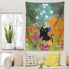Playful Black Cat Art Tapestry Wall Hanging, Dorm Room Decor
