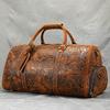 Bolso de Mano Retro de Cuero Crazy Horse Estampado Bolsa de Equipaje para Fitness Bolsa de Equipaje de Hombro de 20 Pulgadas con Espacio para Zapatos Bolsa de Viaje