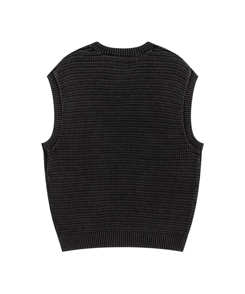 COVERNAT Stone Washed Knit Vest Charcoal