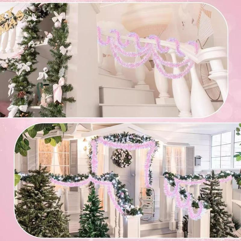 2M Weihnachtsdekoration Farbband Weihnachtsbaumspitze Ornamente Rosa Und Bunt Neujahr 2026 DIY Party Deko Zubehör