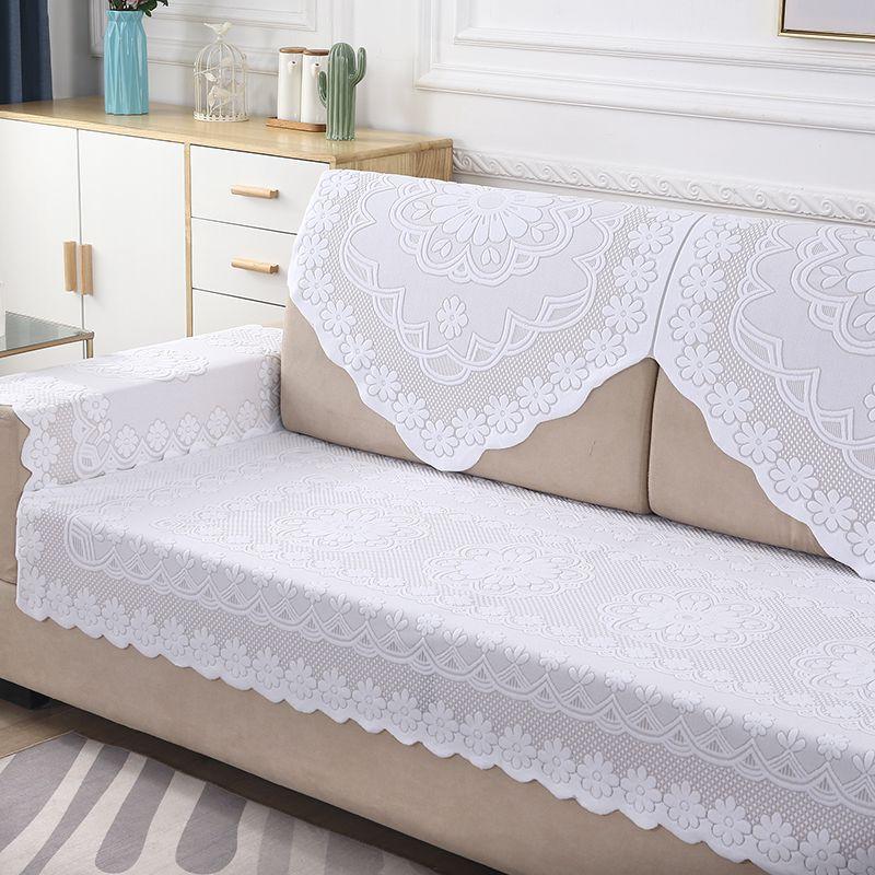 

Кружевное покрывало для дивана, чехол на сиденье, полотенце для спинки, полотенце для подлокотников, задняя занавеска, нескользящая, полное покрытие, тканевое рукоделие, круглый год, нейтральный, минималистичный, современный Upgrade-White Plum Square 80*8