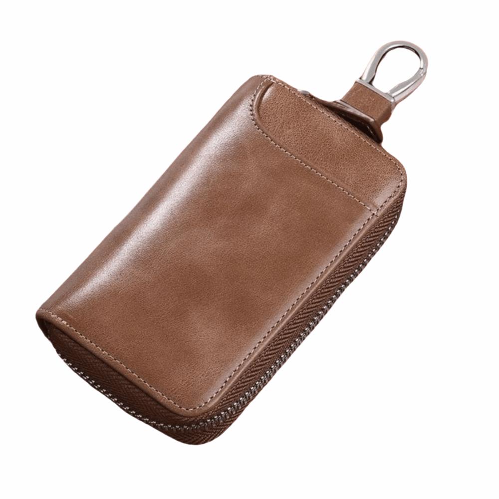 Auto Schlüsselanhänger Retro Schlüssel Organizer Tasche Mode PU Leder Auto Schlüssel Geldbörse Reißverschluss Große Kapazität Schlüssel Etui Heimgebrauch
