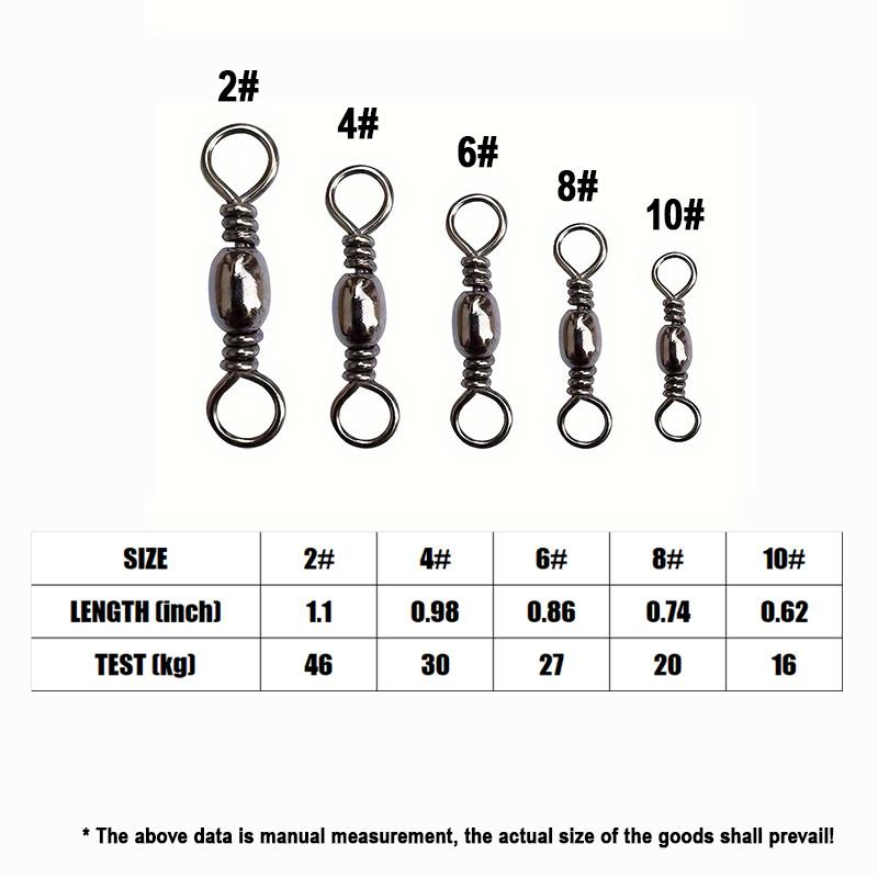 Goture 200 pz Girella a moschettone da pesca 16kg-46kg Acciaio Inossidabile Amo da pesca Girella a barilotto Attrezzatura da pesca Connettore per lenza
