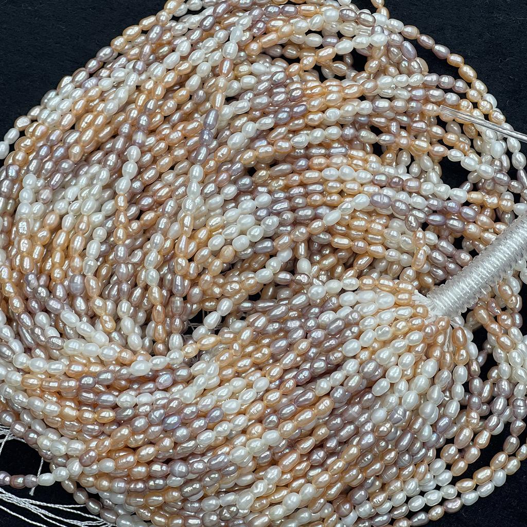 5-6mm Multicolor Rice Natural Freshwater Pearl Strand 36cm Loose Beads for DIY Necklace Jewelry Making