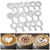 Conjunto de 16 Peças de Moldes para Arte em Café Latte com Cabo Antiderrapante, Modelo Espessado para Arte Latte para Cappuccino, Chocolate Quente, Decoração de Bolo, Fácil de Limpar, Presente para Barista