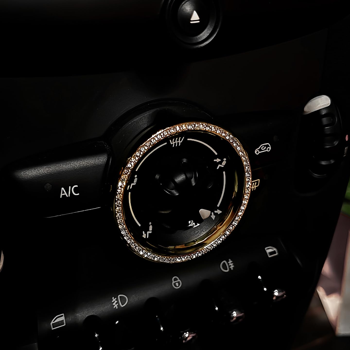 

ONGOXD [For Mini R Series R55/R56/R57/R58/R59/R60] Interior Crystal Deco Car center console ring золотой
