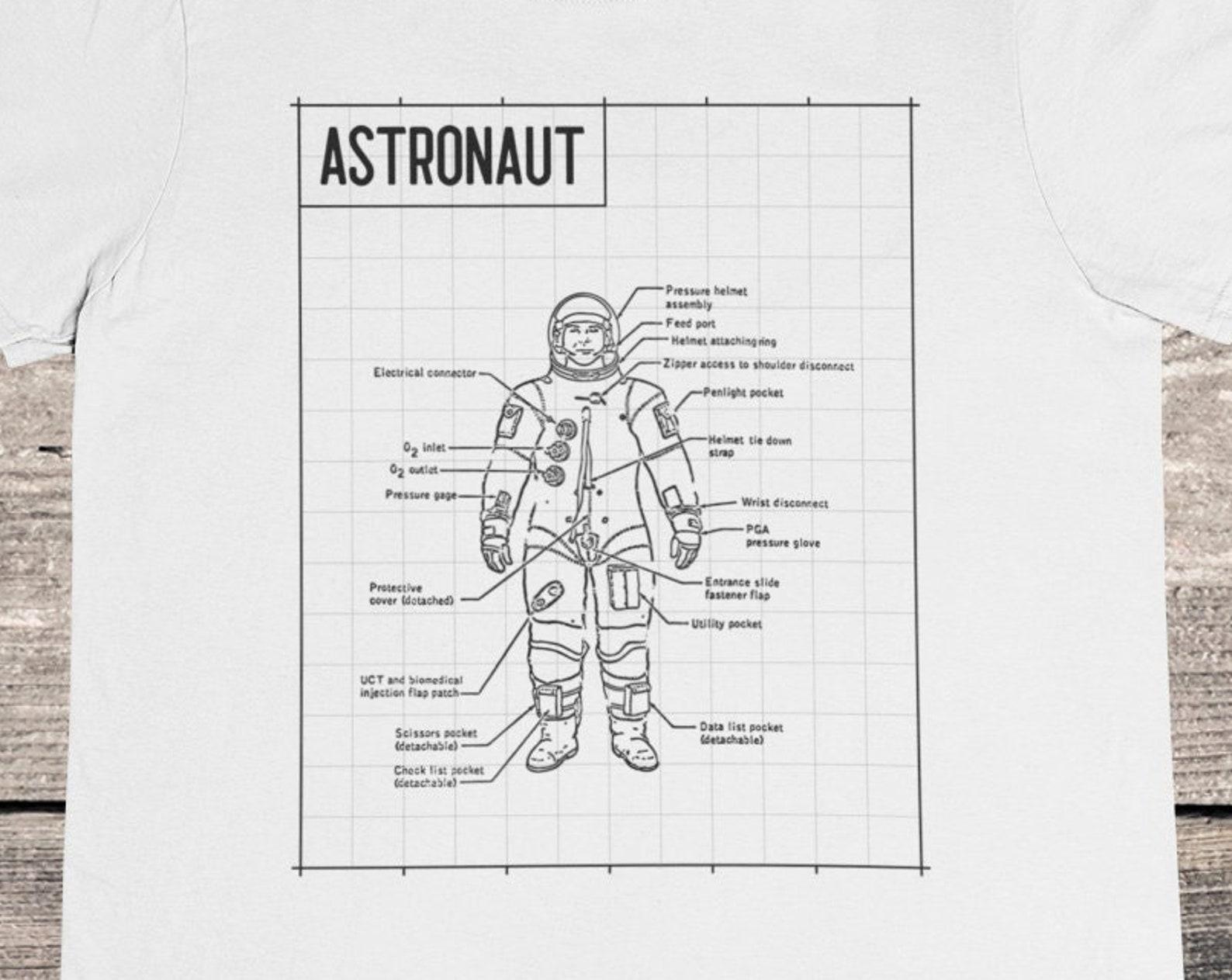 Astronaut Blueprint T-Shirt: NASA Spaceship Diagram Tee 4XL