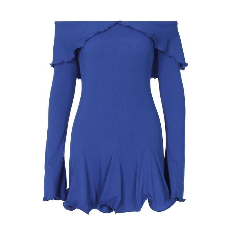 European and American Women's Clothing 2024 Fall and Winter New Product Fashion Stylish Slim Fit Ruffled Package Hip Strapless Long Sleeves Dress