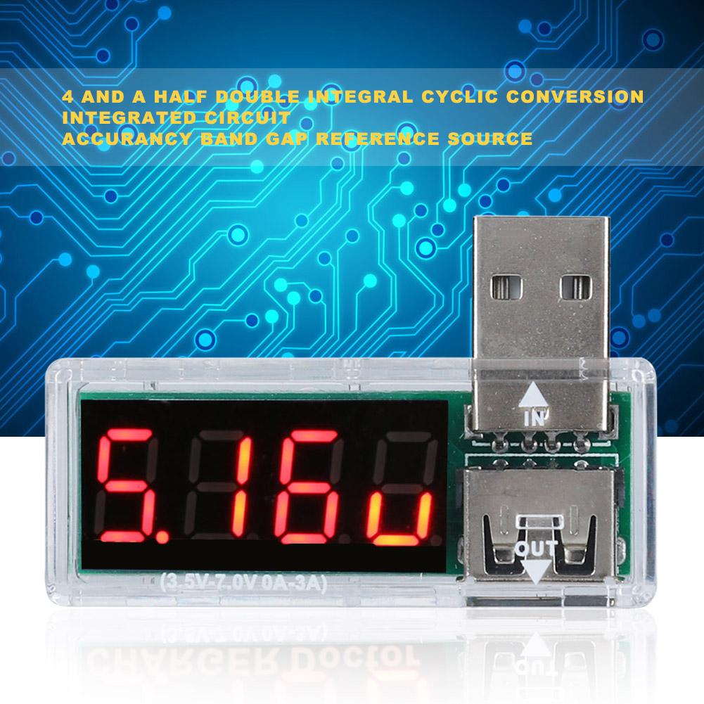 2PCs USB Detector Current Voltage Tester Voltmeter Ammeter Portable for Mobile Phone ChargersWhite