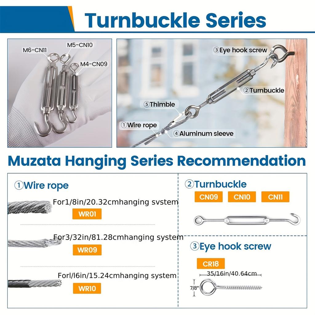 5PCS Stainless Steel 304 OC Type Turnbuckle Hook And Hook CC Type Wire Rope Tension Heavy Duty For Sun Shade Sail Cable Railing