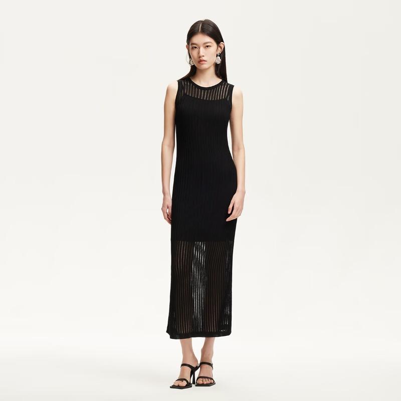 Veromoda 2025 Spring Silk Blend Two-Piece Layered Hollow Spaghetti Strap Dress