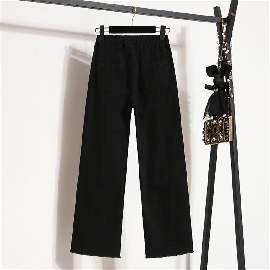 Classic Oversize 4XL Baggy Wide Leg Jeans Bleached Korean Vaqueros Women Denim Ankle-Length Pants Elastic High Waist Pantalones