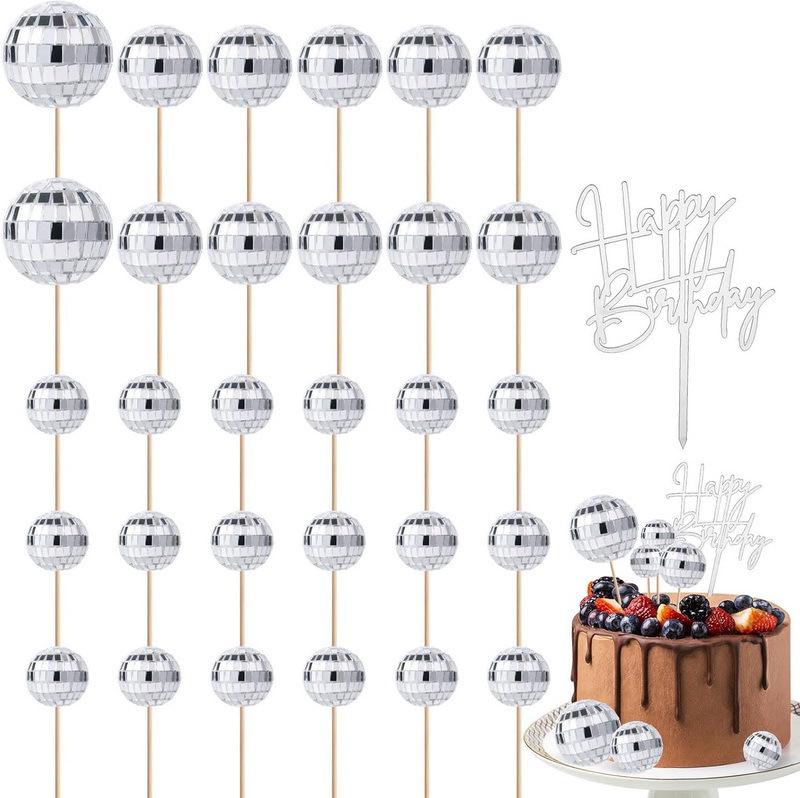 Kinder Discokugel Kuchendekoration Set: 10/23/31 Stück Spiegelkugel Backzubehör