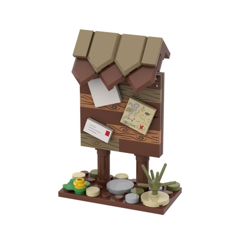 MOC Medieval Street View Scene Building Blocks Castle Bedroom Crossbow Siege Hammer Bulletin Board Sign Laboratory Bricks Gifts