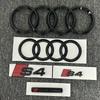 4-Ring logo ABS Black Car Hood Front Grill Emblem Rear Trunk Badge Sticker Emblem for T3 S4 Sport Sticker For S4 2010-2019 QW32