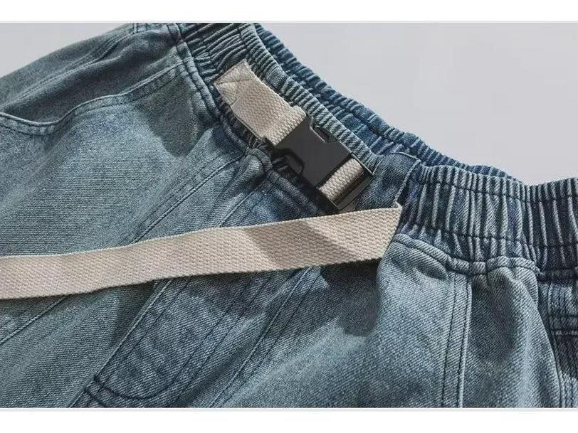 Men's Summer Hip-Hop Denim Shorts: Japanese Trend, Loose-Fit Casual Five-Point Workwear