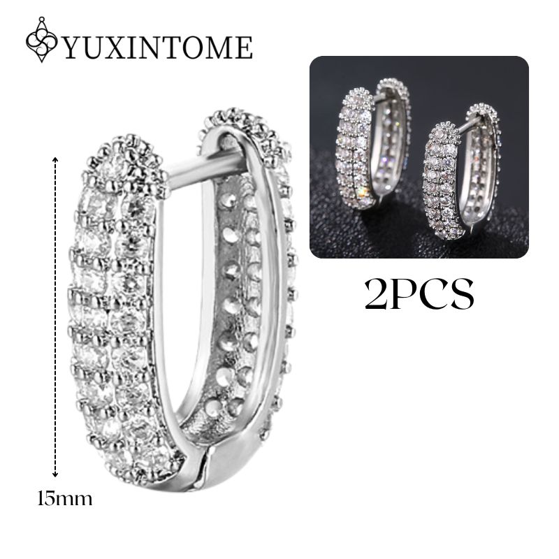 

Minimalist CZ cartilage perforation 925 Silver Ear Needle Twist Round Earring Hoop Ear Buckle Gold Earrings For Women коричневий