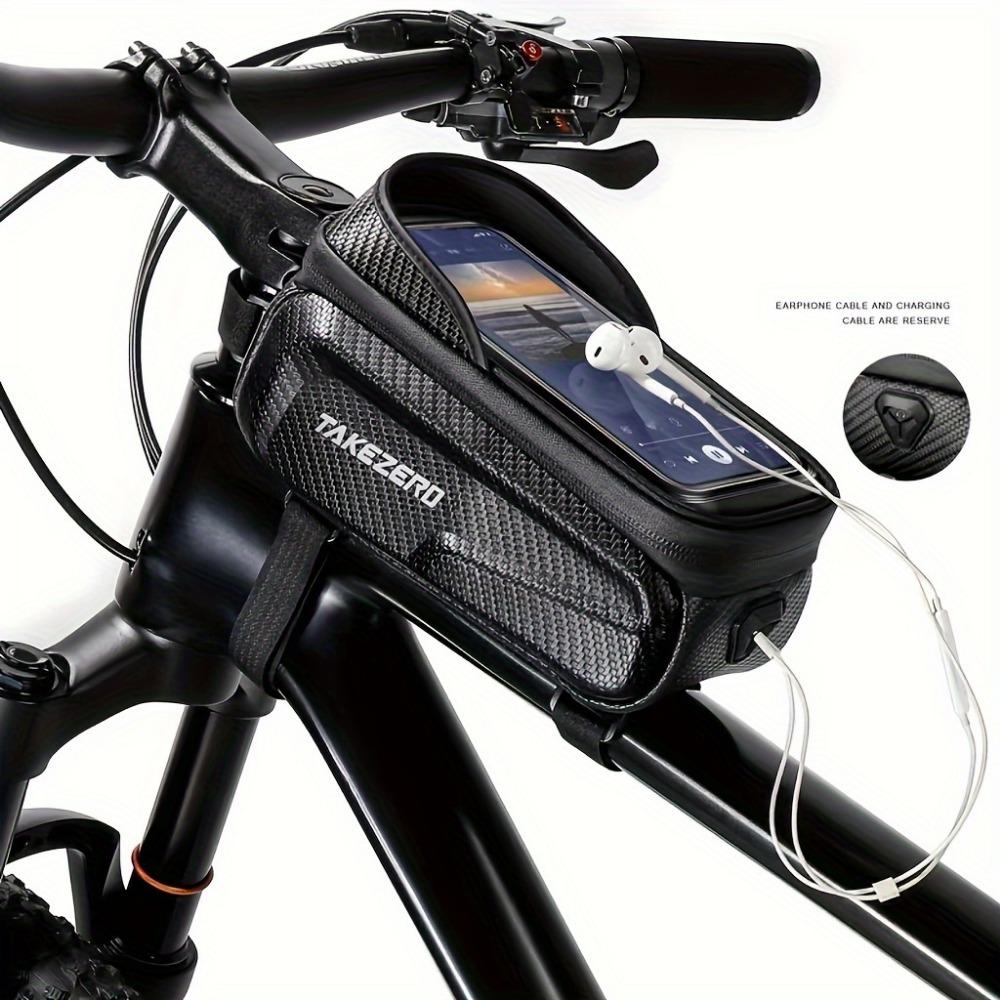 Handyhalter Tasche für Fahrrad Fahrradzubehör Vorderrahmen Lenker Oberrohr Handy Tasche mit Regenschutz Kompatibel mit Handys unter 6,8 Zoll