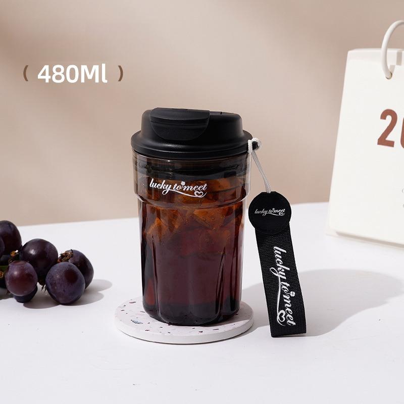 500ml Simple Water Bottle Plastic Clear Coffee Tea Matcha Water Cup Portable Leak-proof Sport Drink Bottle BPA Free For Woman 500ml розовый