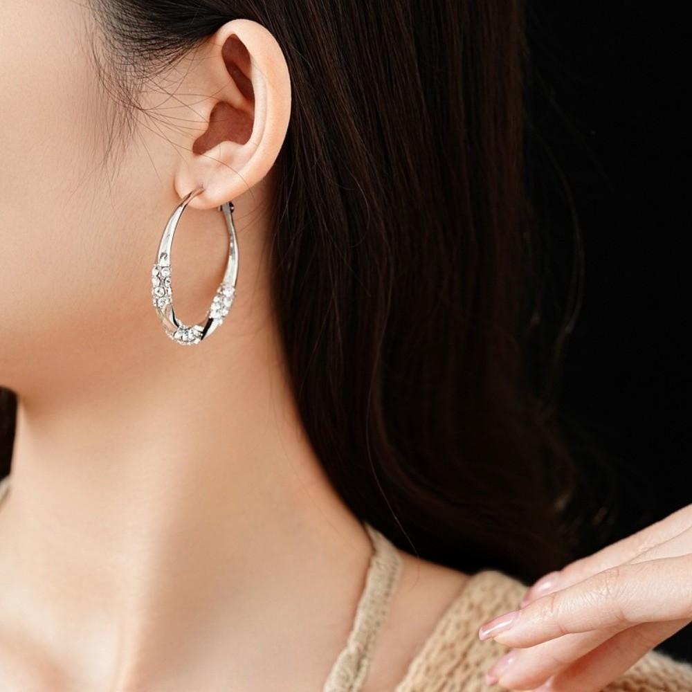 Exaggerated Hoop Earrings Light Luxury Women Ear Jewelry Temperament Large Round Earrings  Party