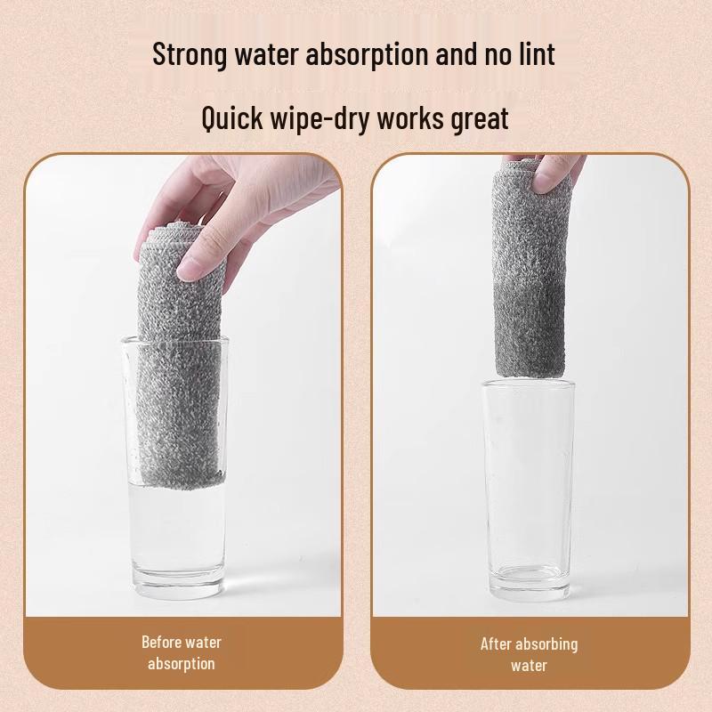 Bamboo Charcoal Thickened Non-Carbon Fiber Dishcloth: Oil & Water-Absorbent, Ideal for Kitchen Cleaning and Scouring.