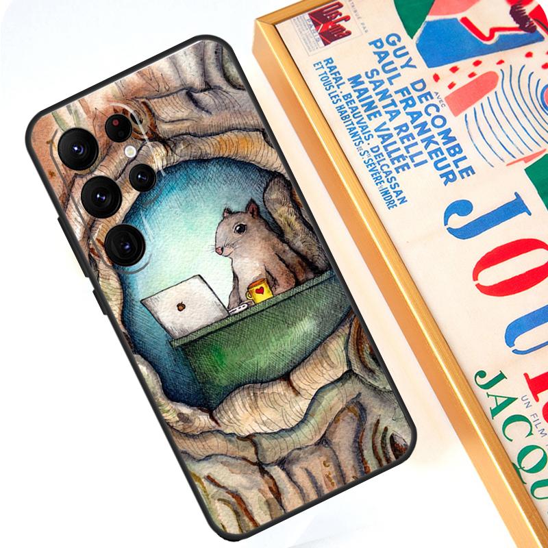 Cartoon Squirrel Case For Samsung Galaxy S23 Ultra S24 S22 S8 S9 S10 Plus Note 10 20 Ultra S20 S21 FE Cover