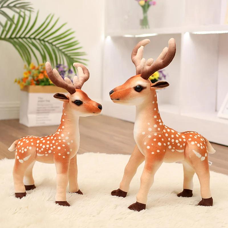 Super Soft 35cm Simulated Plush Standing Sika Deer Dolls Dolls Throw Pillow Animals Toys Cartoon Girls Boys Birthday Presents