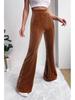 High-Waisted Corduroy Flare Pants - Casual Wide-Leg Long Trousers for Women (Autumn/Winter Collection)