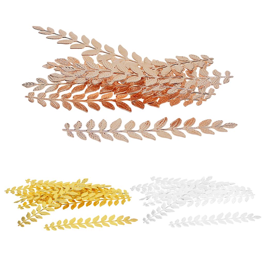 20 peças em formato de ramo de folha longa joias fazendo descobertas 120 mm prata/dourado