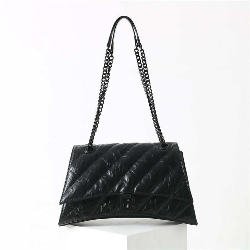 Erste Schicht Rindsleder Damen Tasche 2025 neue Origami Textur Handgriff Kette Sanduhr Tasche Schulter Umhängetasche