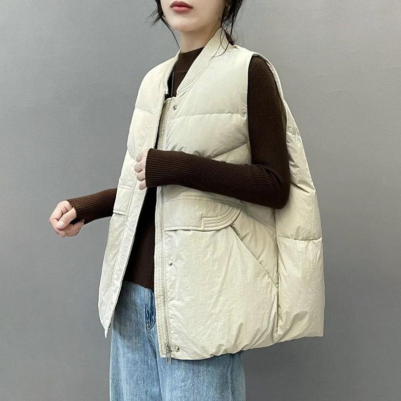 Vest for Women Autumn Winter Sleeveless Tops Vest Oversize Thickened Down Casual Solid Color  Vest