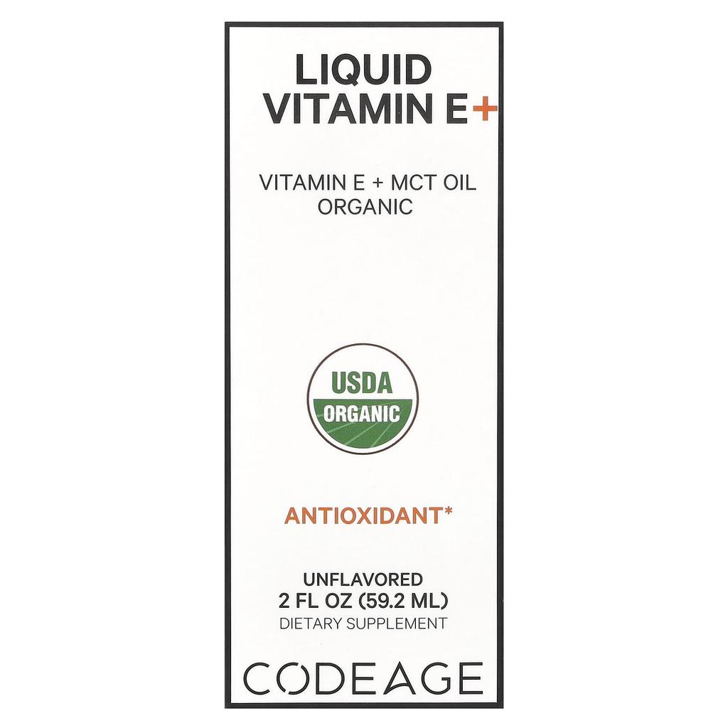 Codeage Płynna witamina E+, bezsmakowa, 2 uncje płynu (59,2 ml)