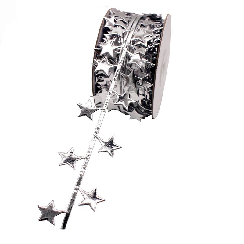 

Hot Selling New Floral Fashion Ribbon Jewelry Gift Box Packaging Ribbon Wrap Christmas Tree Gold Silver Star Decorative Silk 5m серебряный