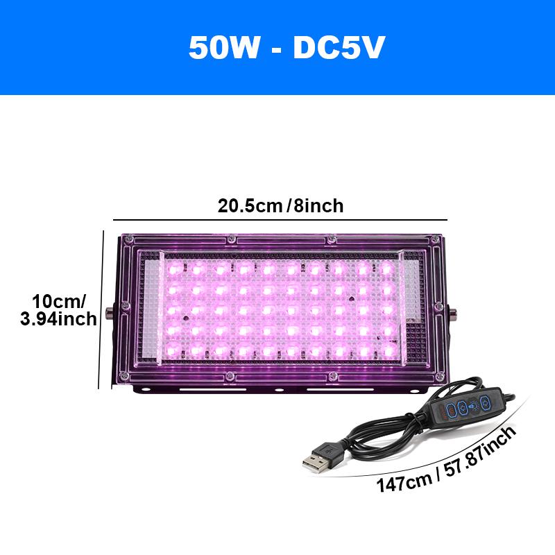 

Purple Light LED Grow Lights Plant Lamp Floodlight USB 5V 50W 100W 150W LED Full Specturm Light Phytolamp For Plants Hydroponic USB 5V