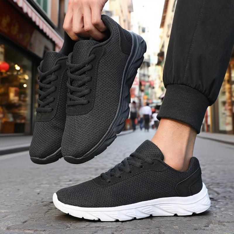 Women'S Lightweight Black Running Shoes Summer Outdoor Mesh Anti Slip Trend Sneakers Simple Versatile Men'S Vulcanized Shoe