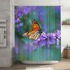 Monarch Butterfly Lavender Bath Shower Curtain Floral Home Decor Waterproof Printing for Bathroom Decoration Purple 3D Digital P