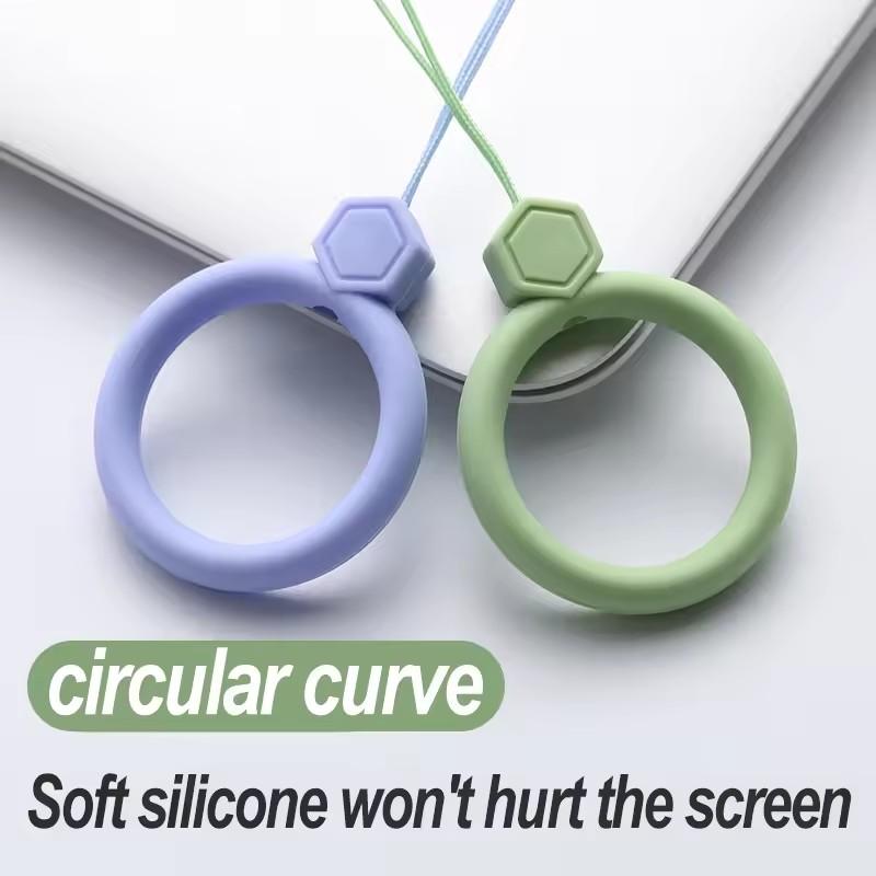 Anti-lost Mobile Phone Pendant Finger Ring Short Silicone Lanyard Silicone Pendant Ring Soft Multicolor Keychain Keys Cord