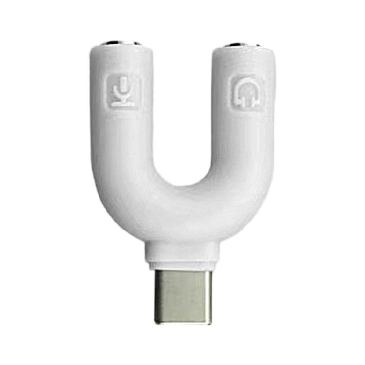 Portable 3.5mm Headsets Adapter Sensitivity Type C to 3.5mm Headphones Y Splitter Supports Double Earphone Connection