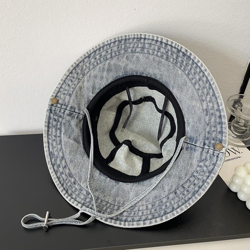 Denim Bucket Hat Women's Outdoor Camping Mountain Hat Versatile Fashion Casual Retro Washed Sun Hat Men